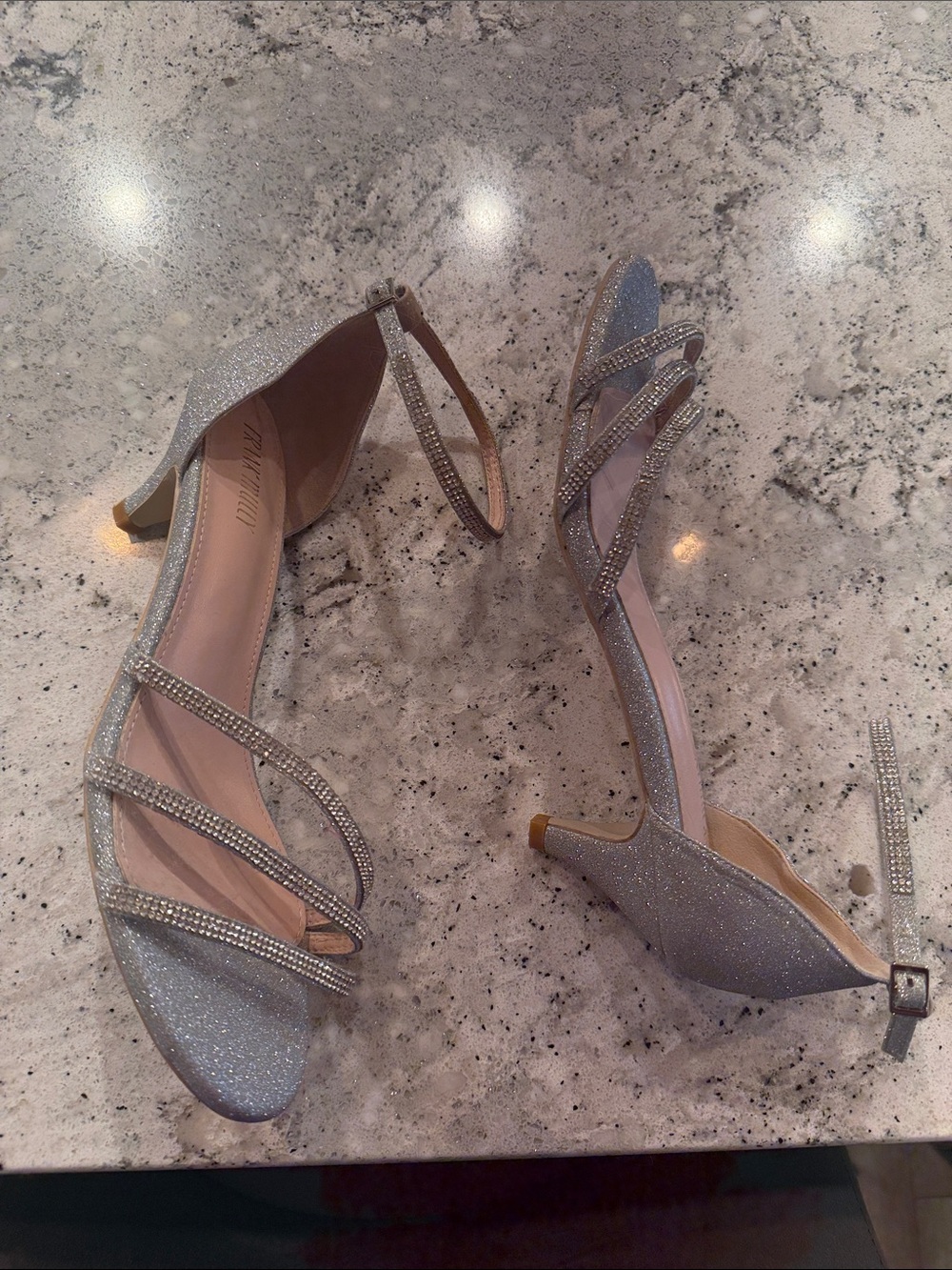 Amanda Uprichard Silver Glitter Ankle-Strap Heels - Picture 2 of 2